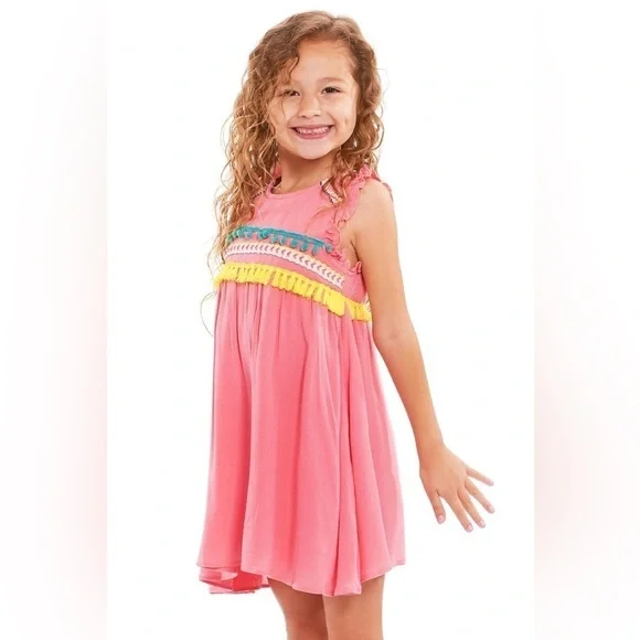 Hanna Banana Little Girl Baby Doll Dress with Embellishment Coral Color size 5 - Picture 4 of 8